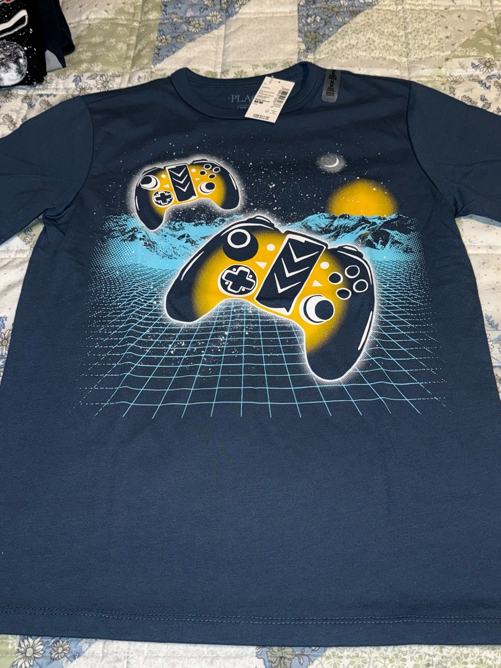 The Children’s Place Boys Size M 7 8 Medium New NWT Navy Blue Gamer Shirt